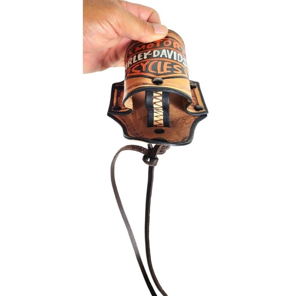 Vintage Harley Davidson Leather Beer Bottle/Can Holster Koozie - Picture 6 of 6